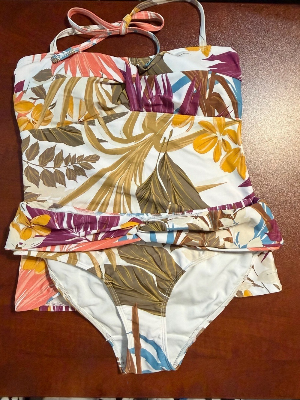 Women's  Floral 2 Piece Shapewear Tankini Swim Top and Mid Rise bottoms